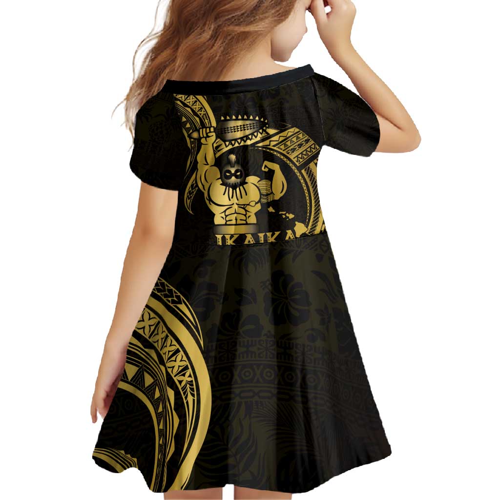 Gold Hawaii Ikaika Warrior Family Matching Tank Maxi Dress and Hawaiian Shirt Hawaiian Power LT14 - Polynesian Pride