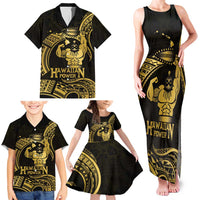 Gold Hawaii Ikaika Warrior Family Matching Tank Maxi Dress and Hawaiian Shirt Hawaiian Power LT14 - Polynesian Pride