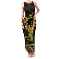 Gold Hawaii Ikaika Warrior Family Matching Tank Maxi Dress and Hawaiian Shirt Hawaiian Power LT14 Mom's Dress Gold - Polynesian Pride