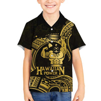 Gold Hawaii Ikaika Warrior Family Matching Tank Maxi Dress and Hawaiian Shirt Hawaiian Power LT14 Son's Shirt Gold - Polynesian Pride