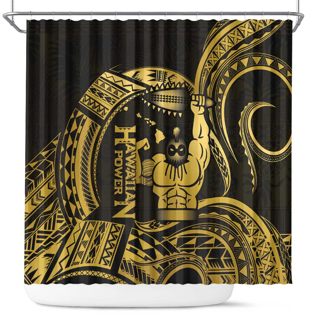 Gold Hawaii Ikaika Warrior Shower Curtain Hawaiian Power LT14 Gold - Polynesian Pride