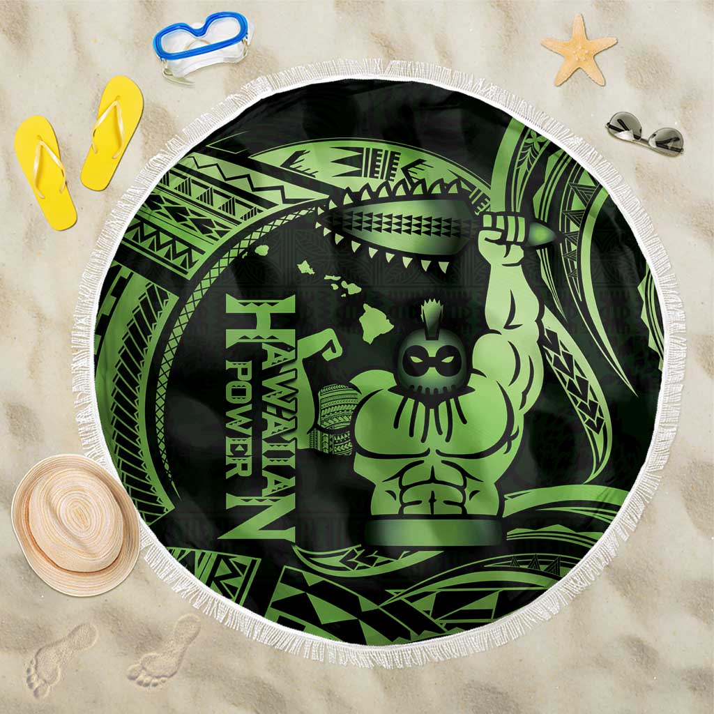Green Hawaii Ikaika Warrior Beach Blanket Hawaiian Power LT14 One Size 150cm Green - Polynesian Pride
