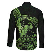Green Hawaii Ikaika Warrior Family Matching Off The Shoulder Long Sleeve Dress and Hawaiian Shirt Hawaiian Power LT14 - Polynesian Pride