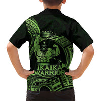 Green Hawaii Ikaika Warrior Family Matching Off Shoulder Maxi Dress and Hawaiian Shirt Hawaiian Power