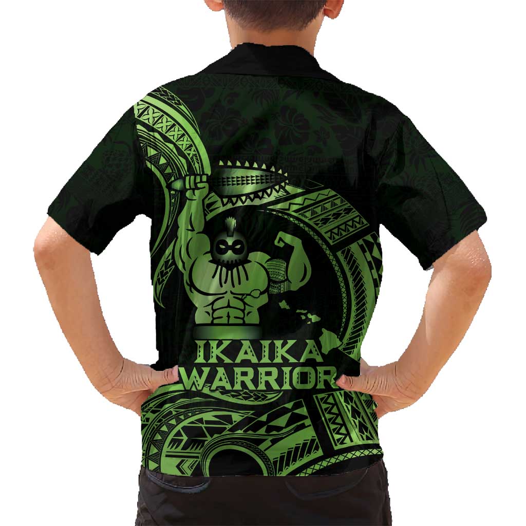 Green Hawaii Ikaika Warrior Family Matching Tank Maxi Dress and Hawaiian Shirt Hawaiian Power LT14 - Polynesian Pride