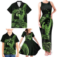 Green Hawaii Ikaika Warrior Family Matching Tank Maxi Dress and Hawaiian Shirt Hawaiian Power LT14 - Polynesian Pride