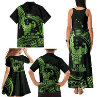 Green Hawaii Ikaika Warrior Family Matching Tank Maxi Dress and Hawaiian Shirt Hawaiian Power LT14 - Polynesian Pride