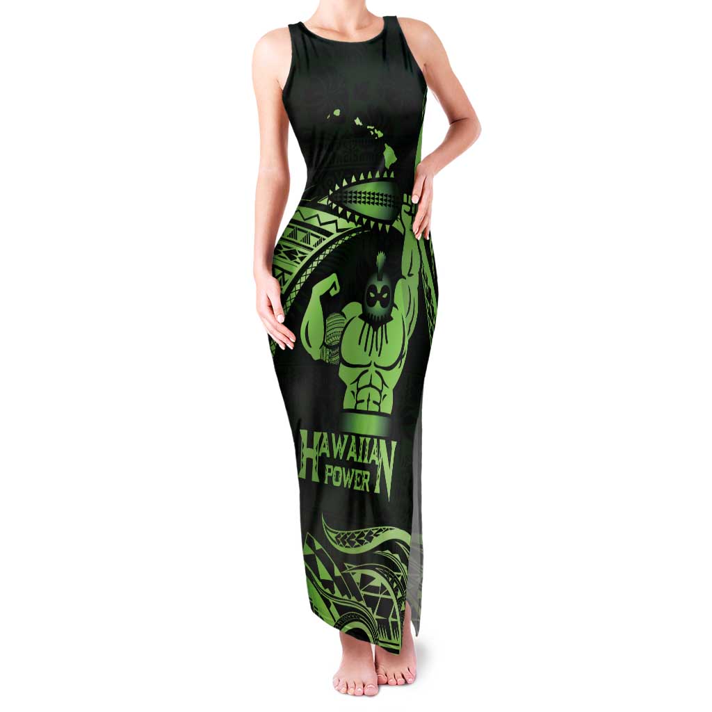 Green Hawaii Ikaika Warrior Family Matching Tank Maxi Dress and Hawaiian Shirt Hawaiian Power LT14 Mom's Dress Green - Polynesian Pride