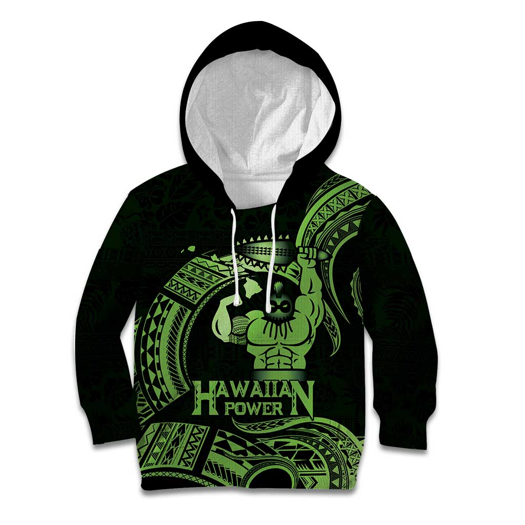 Green Hawaii Ikaika Warrior Kid Hoodie Hawaiian Power LT14 Hoodie Green - Polynesian Pride