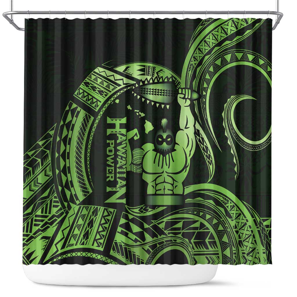 Green Hawaii Ikaika Warrior Shower Curtain Hawaiian Power LT14 Green - Polynesian Pride