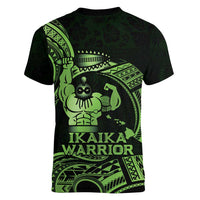 Green Hawaii Ikaika Warrior Women V-Neck T-Shirt Hawaiian Power LT14 - Polynesian Pride