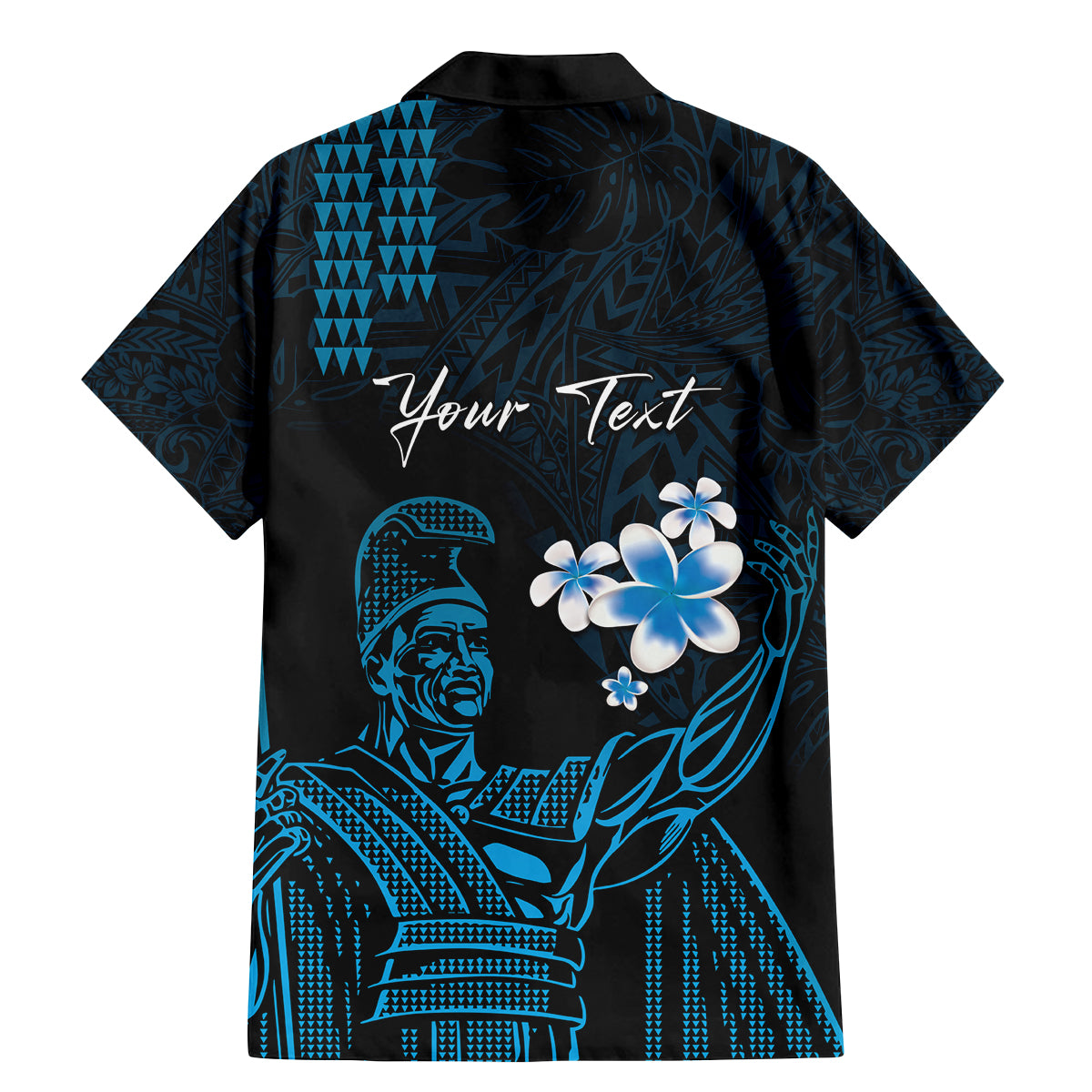Personalised Hawaii King Kamehameha Day Family Matching Mermaid Dress and Hawaiian Shirt Plumeria With Kakau Pattern - Blue LT14 - Polynesian Pride