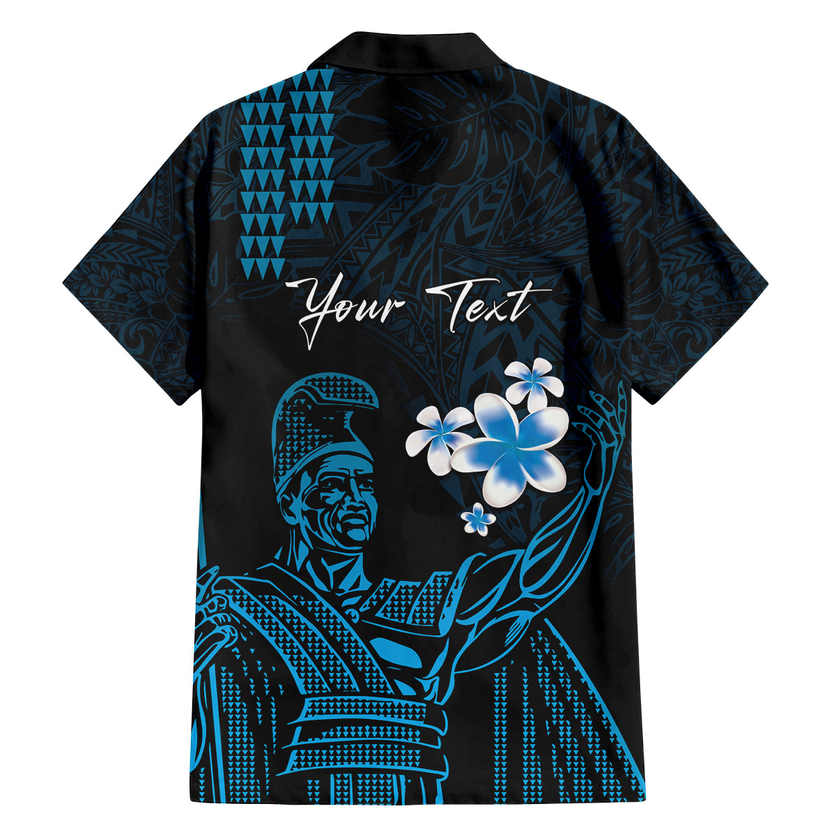 Personalised Hawaii King Kamehameha Day Family Matching Off Shoulder Maxi Dress and Hawaiian Shirt Plumeria With Kakau Pattern - Blue LT14 - Polynesian Pride