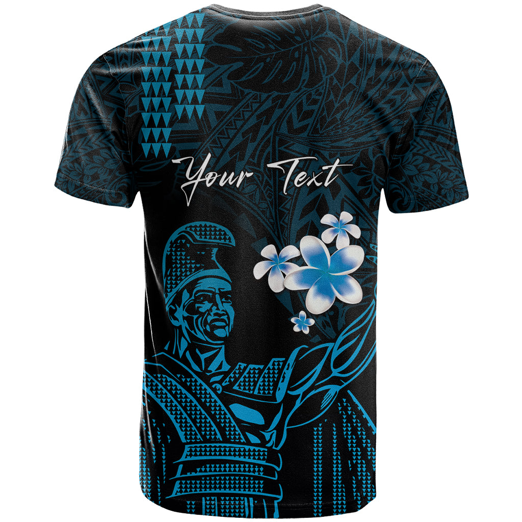 Personalised Hawaii King Kamehameha Day T Shirt Plumeria With Kakau Pattern - Blue LT14 - Polynesian Pride