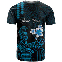 Personalised Hawaii King Kamehameha Day T Shirt Plumeria With Kakau Pattern - Blue LT14 - Polynesian Pride