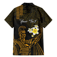 Personalised Hawaii King Kamehameha Day Family Matching Mermaid Dress and Hawaiian Shirt Plumeria With Kakau Pattern - Gold LT14 - Polynesian Pride