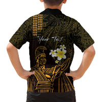 Personalised Hawaii King Kamehameha Day Hawaiian Shirt Plumeria With Kakau Pattern - Gold