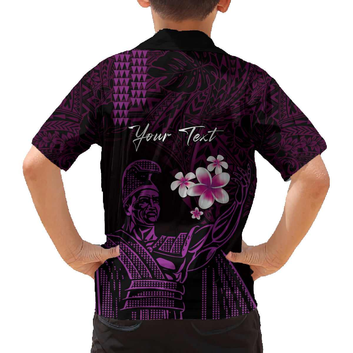 Personalised Hawaii King Kamehameha Day Family Matching Long Sleeve Bodycon Dress and Hawaiian Shirt Plumeria With Kakau Pattern - Purple LT14 - Polynesian Pride