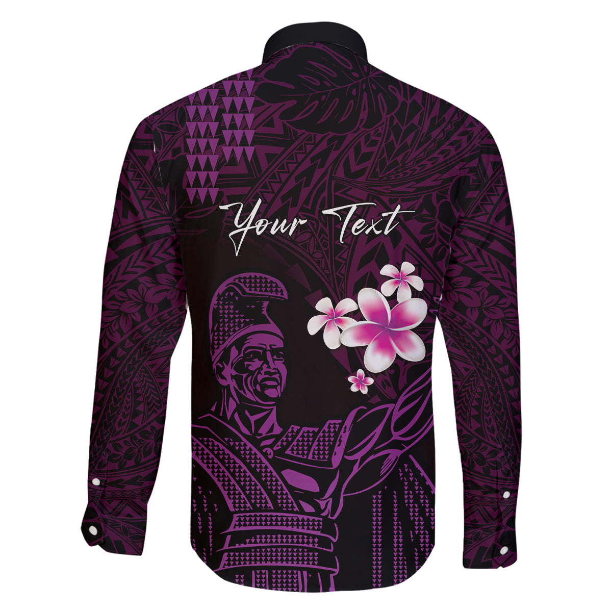 Personalised Hawaii King Kamehameha Day Family Matching Off Shoulder Maxi Dress and Hawaiian Shirt Plumeria With Kakau Pattern - Purple LT14 - Polynesian Pride