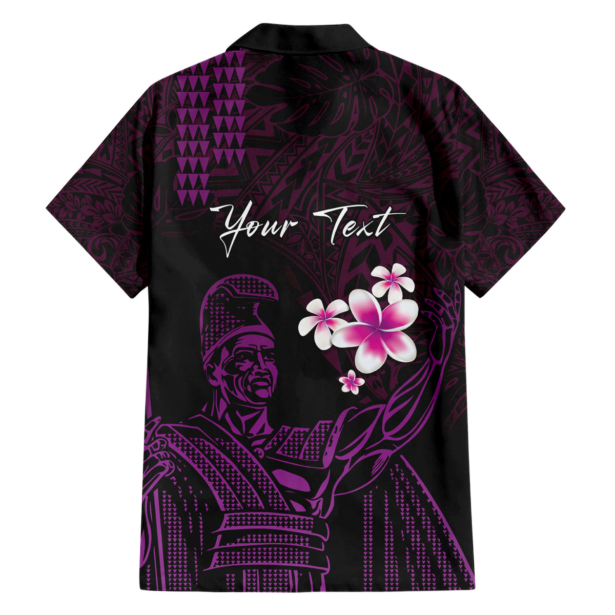 Personalised Hawaii King Kamehameha Day Family Matching Short Sleeve Bodycon Dress and Hawaiian Shirt Plumeria With Kakau Pattern - Purple LT14 - Polynesian Pride