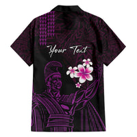 Personalised Hawaii King Kamehameha Day Family Matching Short Sleeve Bodycon Dress and Hawaiian Shirt Plumeria With Kakau Pattern - Purple LT14 - Polynesian Pride