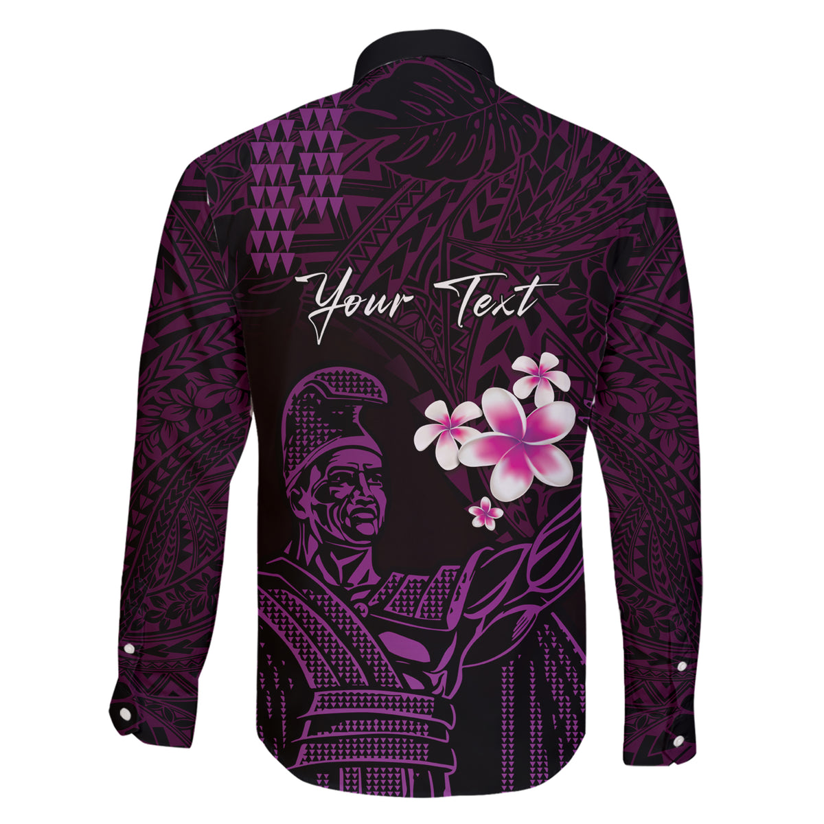Personalised Hawaii King Kamehameha Day Family Matching Short Sleeve Bodycon Dress and Hawaiian Shirt Plumeria With Kakau Pattern - Purple LT14 - Polynesian Pride