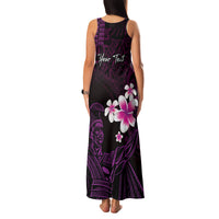 Personalised Hawaii King Kamehameha Day Family Matching Tank Maxi Dress and Hawaiian Shirt Plumeria With Kakau Pattern - Purple LT14 - Polynesian Pride