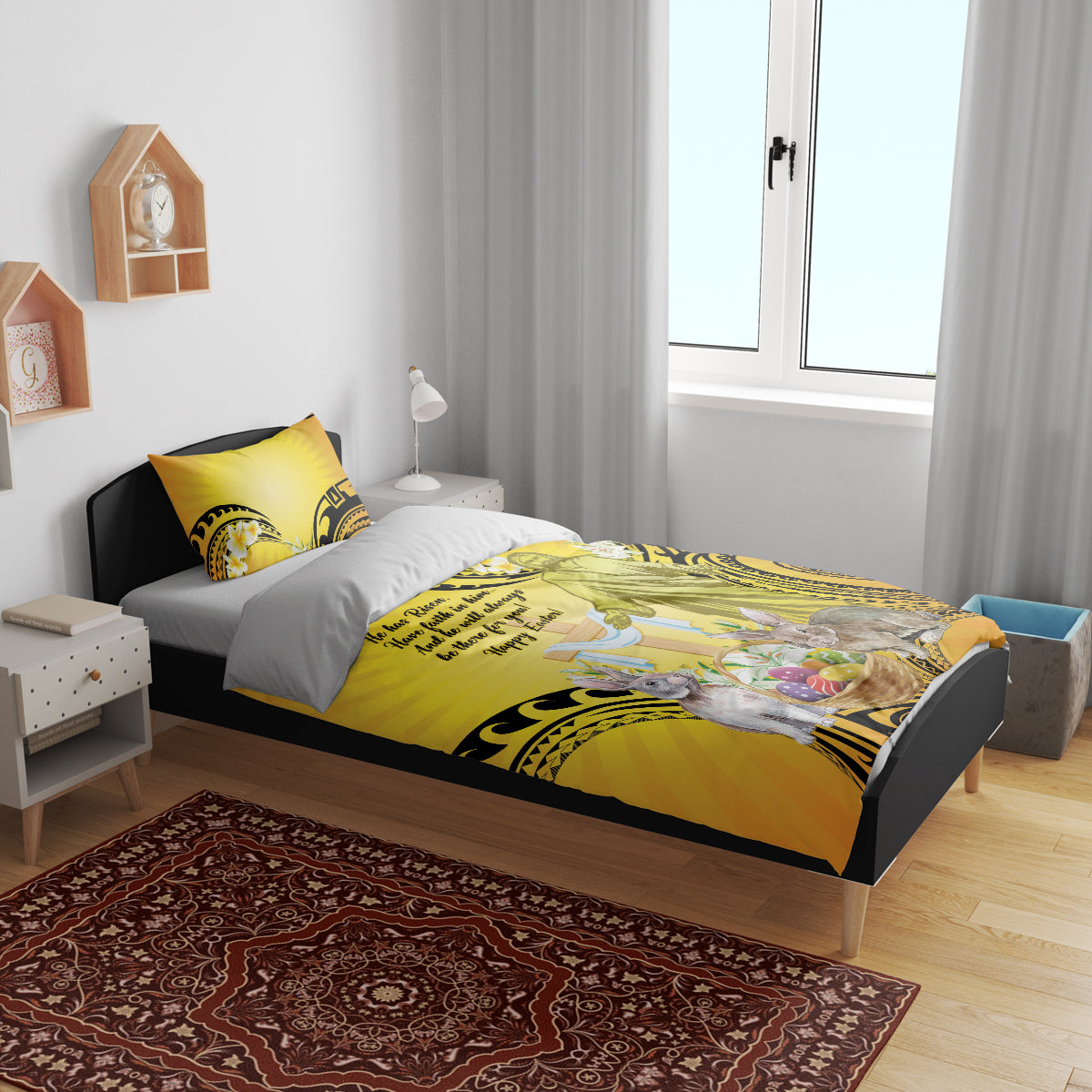 Polynesia Easter Day Bedding Set He Is Risen Lilium Longiflorum Polynesian Pattern