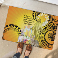 Polynesia Easter Day Rubber Doormat He Is Risen Lilium Longiflorum Polynesian Pattern