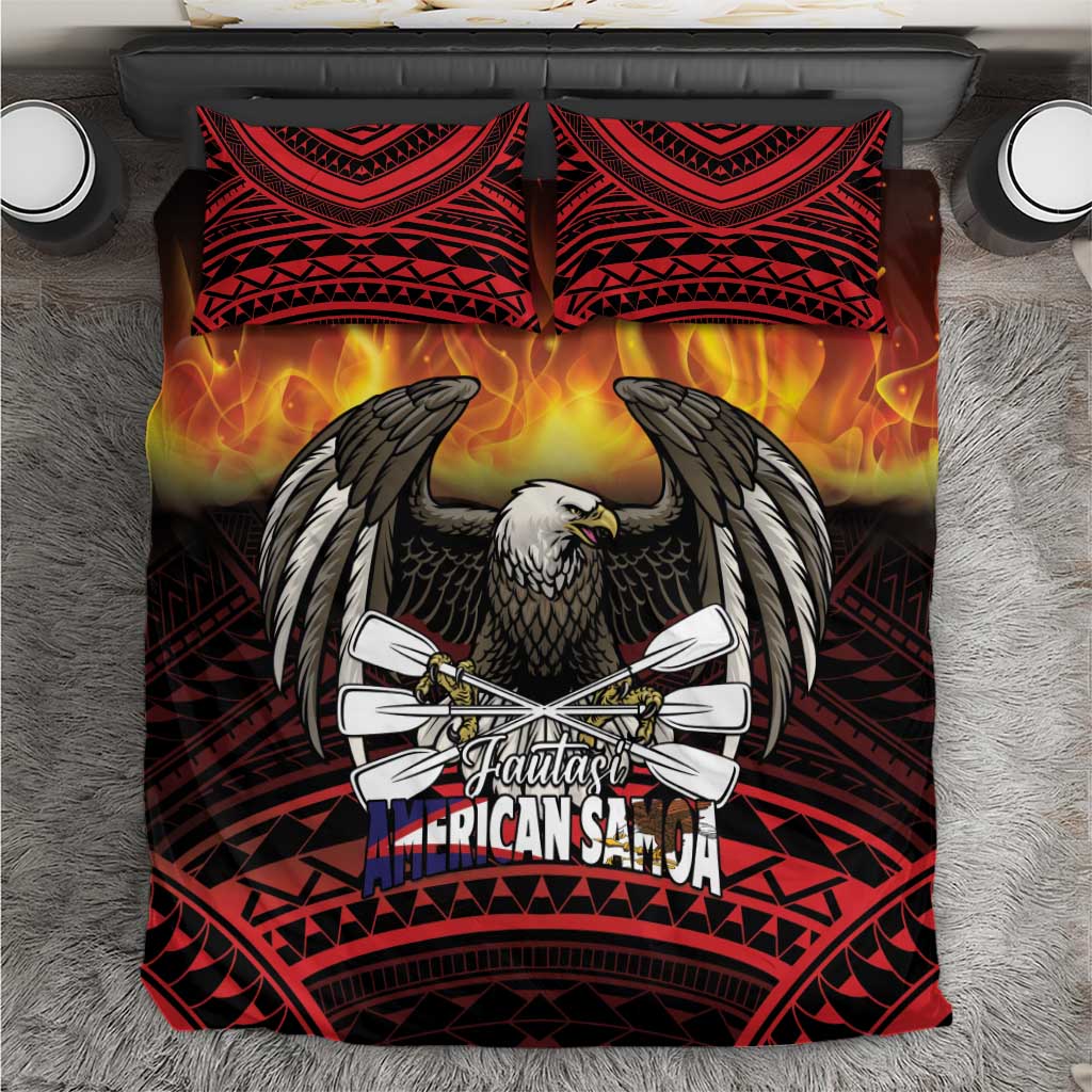 Fautasi Race Day American Samoa Bedding Set Bald Eagle Polynesian Tattoo