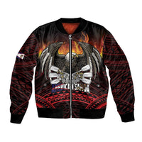 Fautasi Race Day American Samoa Bomber Jacket Bald Eagle Polynesian Tattoo