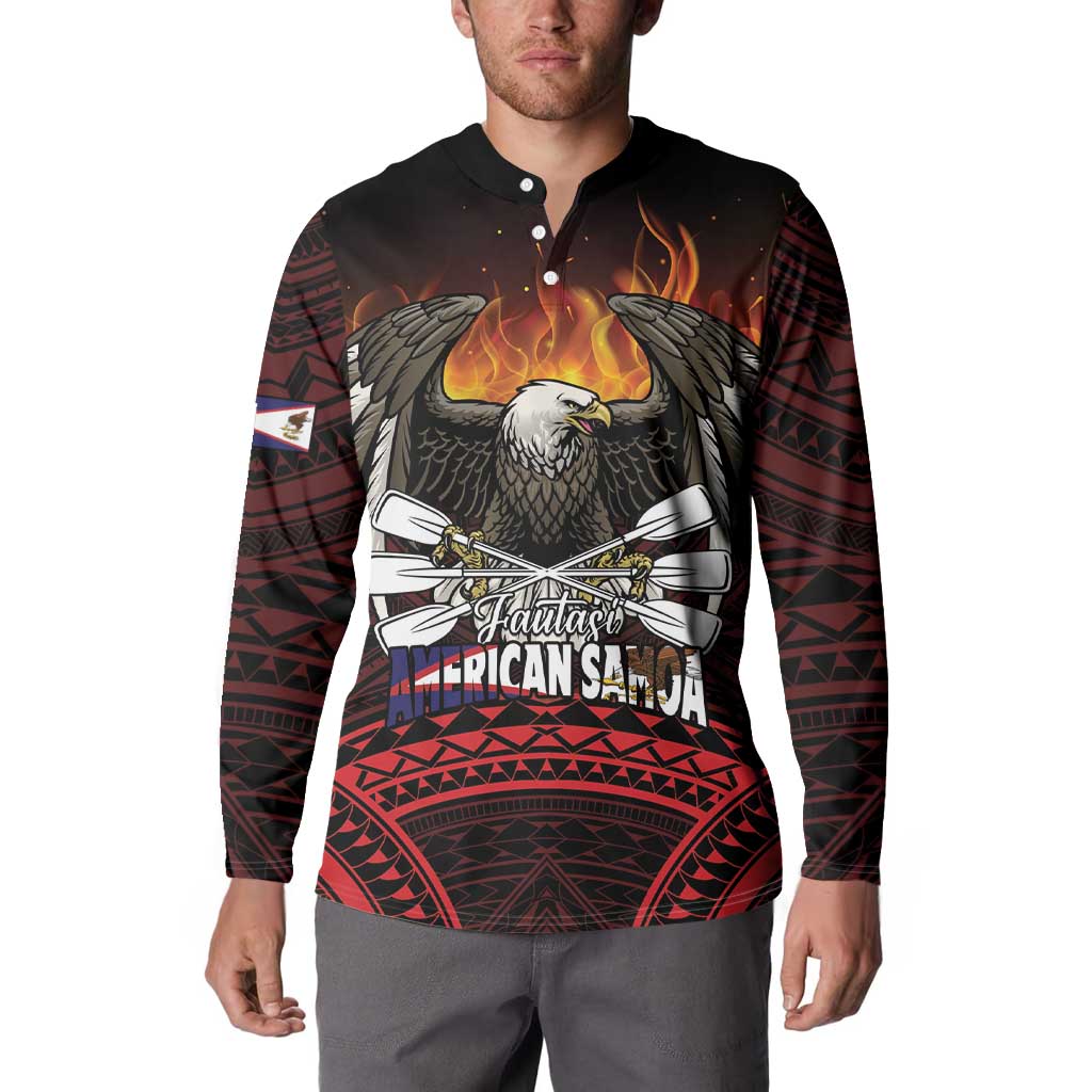Fautasi Race Day American Samoa Button Sweatshirt Bald Eagle Polynesian Tattoo
