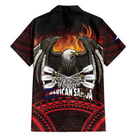 Fautasi Race Day American Samoa Family Matching Long Sleeve Bodycon Dress and Hawaiian Shirt Bald Eagle Polynesian Tattoo LT14 - Polynesian Pride