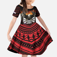 Fautasi Race Day American Samoa Family Matching Mermaid Dress and Hawaiian Shirt Bald Eagle Polynesian Tattoo LT14 Daughter's Dress Black - Polynesian Pride