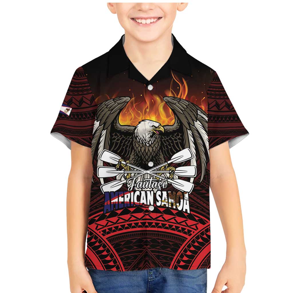 Fautasi Race Day American Samoa Family Matching Mermaid Dress and Hawaiian Shirt Bald Eagle Polynesian Tattoo LT14 Son's Shirt Black - Polynesian Pride