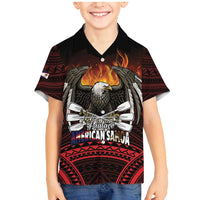 Fautasi Race Day American Samoa Family Matching Mermaid Dress and Hawaiian Shirt Bald Eagle Polynesian Tattoo LT14 Son's Shirt Black - Polynesian Pride