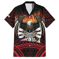 Fautasi Race Day American Samoa Family Matching Puletasi and Hawaiian Shirt Bald Eagle Polynesian Tattoo