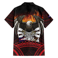 Fautasi Race Day American Samoa Family Matching Short Sleeve Bodycon Dress and Hawaiian Shirt Bald Eagle Polynesian Tattoo LT14 - Polynesian Pride