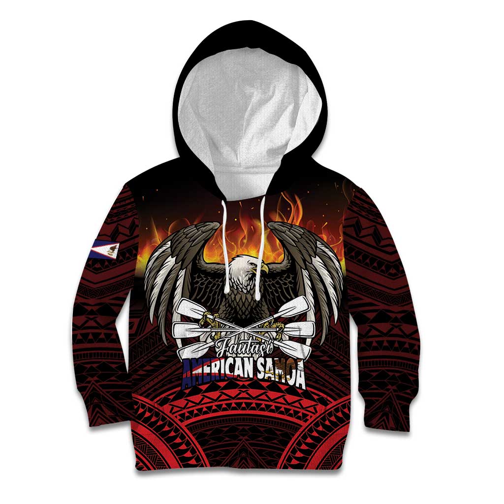 Fautasi Race Day American Samoa Kid Hoodie Bald Eagle Polynesian Tattoo