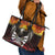 Fautasi Race Day American Samoa Leather Tote Bag Bald Eagle Polynesian Tattoo