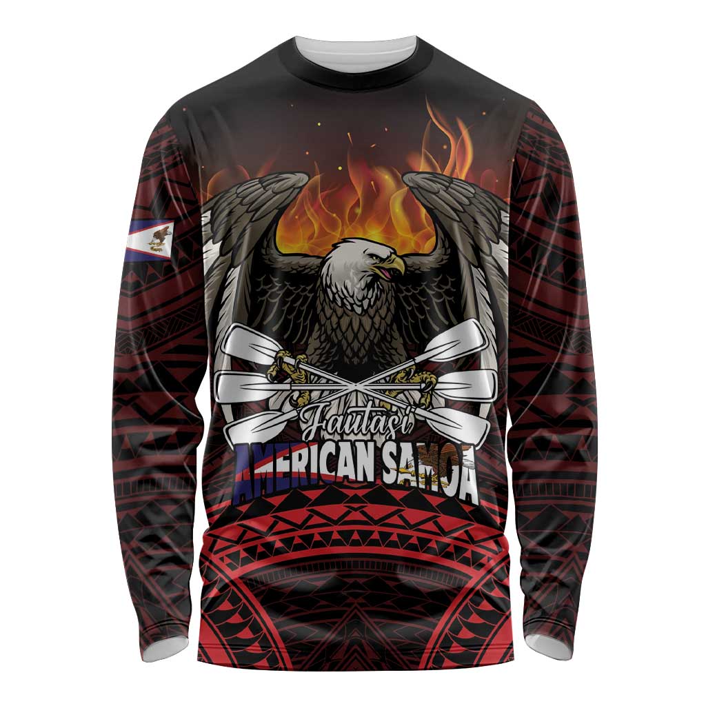 Fautasi Race Day American Samoa Long Sleeve Shirt Bald Eagle Polynesian Tattoo