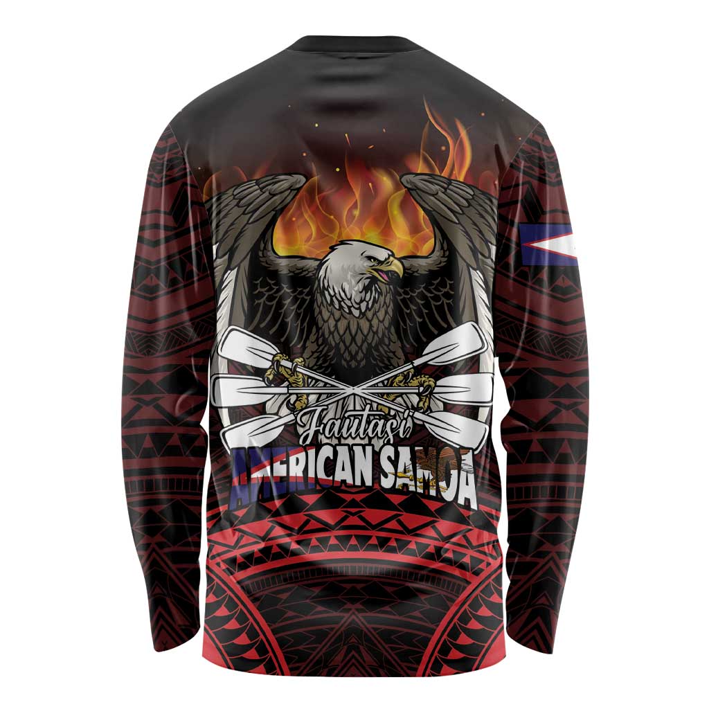 Fautasi Race Day American Samoa Long Sleeve Shirt Bald Eagle Polynesian Tattoo