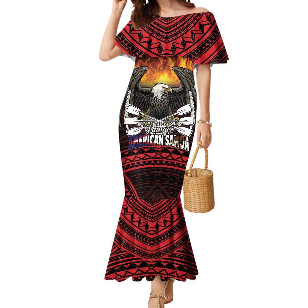 Fautasi Race Day American Samoa Mermaid Dress Bald Eagle Polynesian Tattoo