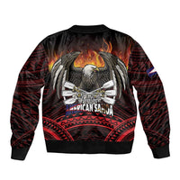 Fautasi Race Day American Samoa Sleeve Zip Bomber Jacket Bald Eagle Polynesian Tattoo