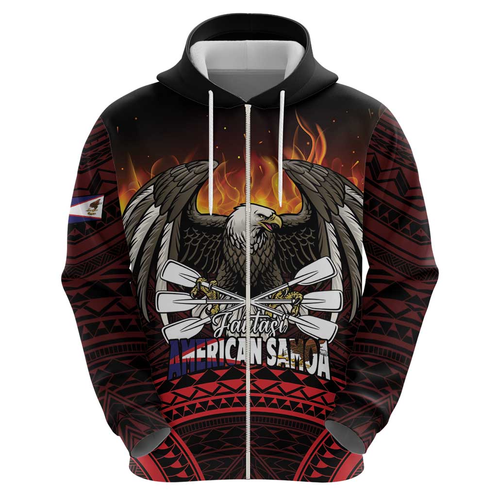 Fautasi Race Day American Samoa Zip Hoodie Bald Eagle Polynesian Tattoo