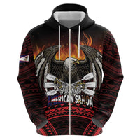 Fautasi Race Day American Samoa Zip Hoodie Bald Eagle Polynesian Tattoo