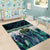 Turquoise Traditional Cloak Aotearoa Area Rug Maori Paua Shell Korowai Pattern