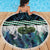 Turquoise Traditional Cloak Aotearoa Beach Blanket Maori Paua Shell Korowai Pattern