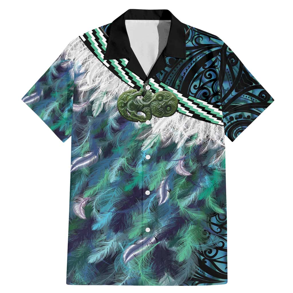 Turquoise Traditional Cloak Aotearoa Family Matching Mermaid Dress and Hawaiian Shirt Maori Paua Shell Korowai Pattern LT14 Dad's Shirt - Short Sleeve Turquoise - Polynesian Pride