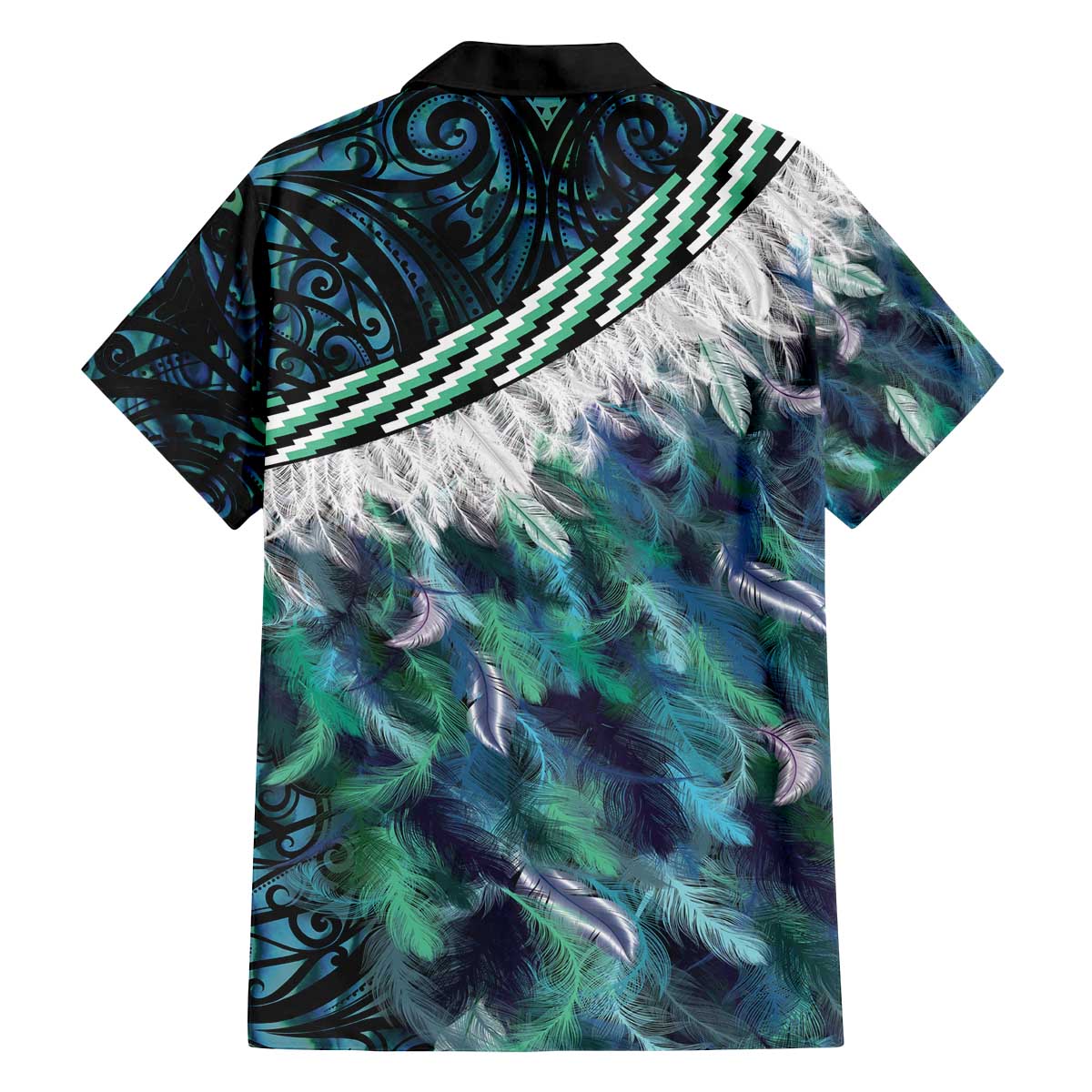Turquoise Traditional Cloak Aotearoa Family Matching Off The Shoulder Long Sleeve Dress and Hawaiian Shirt Maori Paua Shell Korowai Pattern LT14 - Polynesian Pride
